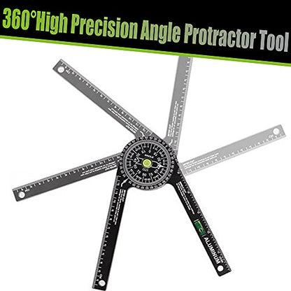 Miter Saw Protractor,Aluminum Protractor Angle Finder with Level Gauge High Precision Laser Inside & Outside Miter Angle Finder for Angle Finder - WoodArtSupply