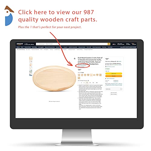 Oval Wood Coasters 5 inch, Pack of 2 Wooden Ornaments for Crafts, Unfinished Wood Crafts, Natural Wood Slices, by Woodpeckers Woodpeckers