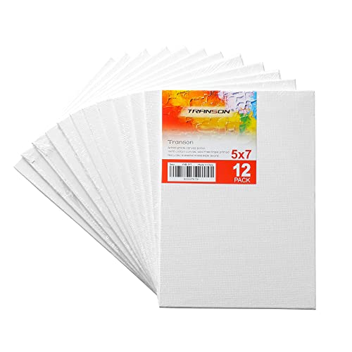 Transon 5x7 Artist Canvas for Painting MDF Board Painting Canvas No Warping 12Pack Acid-Free Primed TRANSON