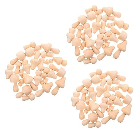 COHEALI 75 Pcs Wood Carving Mushroom Ornaments Wooden Mushroom for Crafts Home Ornament Mushroom Stuff Mushroom Ornaments for Christmas Tree Cottage COHEALI