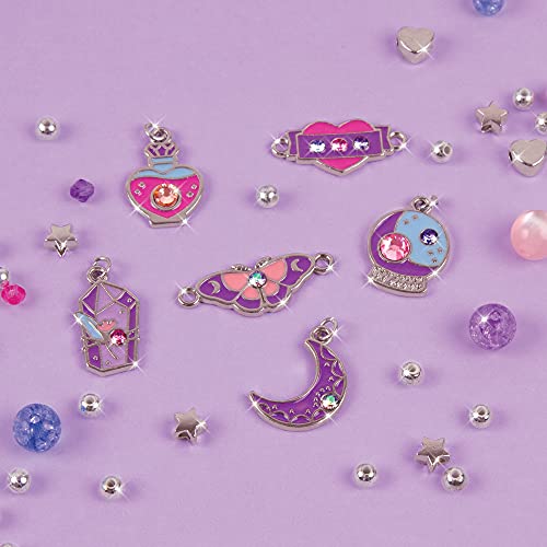 Make It Real - Crystal Dreams: Spellbinding Jewelry & Gems - DIY Charm Bracelet Making Kit - Friendship Bracelet Kit with Beads, Charms & Cord - Arts Make It Real