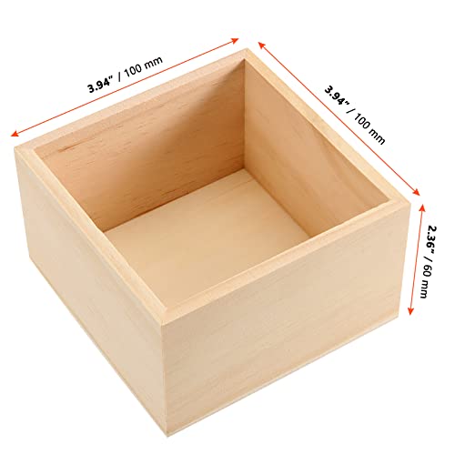 SINJEUN 12 Pack 4" x 4" Rustic Wooden Box Unfinished Small Wooden Box Wood Square Organizer Container for Crafts, Storage, Home Decor, Centerpiece, SINJEUN