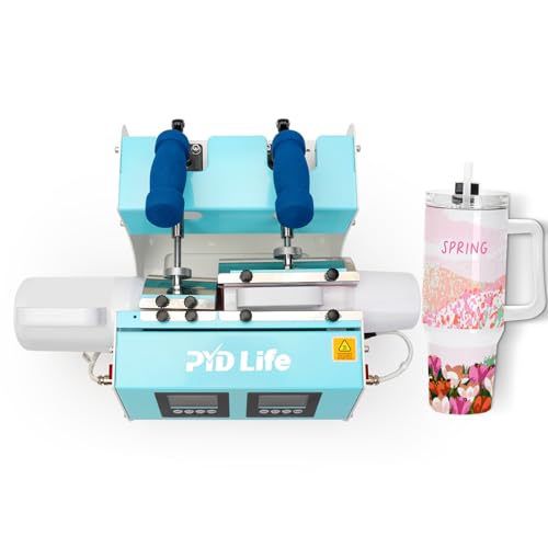 PYD Life 2 in 1 Dual 40 OZ Tumbler Heat Press Machine Double Station Combo Mug Heat Press Machine Mint Green for 40 OZ Tumbler Top and Tapered Bottom PYD Life