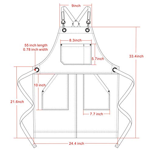 Jeanerlor - 16oz Water-Resistant Work Hairdresser Canvas Aprons for Women Painting Garden Tool Apron with Pockets（Olive Green） Adjustable S to M Jeanerlor
