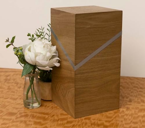 Deering Moments Modern Decorative Cremation Urn for Human Ashes, Wood Urn for Human Ashes, Extra Large Holds up to 350lb pre Cremation Weight - WoodArtSupply