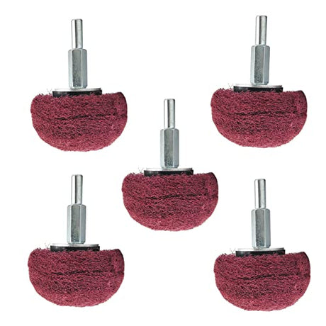 5PCS Non Woven Abrasive Buffing Wheels Polishing Wheel Drill Attachment Set, 2 Inch Scouring Pads Abrasive Mushroom Wheel Polishing Wheel with 1/4" Banmo Abrasive