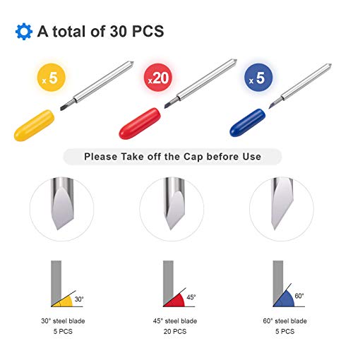 30PCS Fine Point Blades,STREWEEK Cutting Blades for Cricut Explore Air 2/Air 3/ Maker 3 Expression, Including 5PCS 30°Shallow Blades, 20PCS - WoodArtSupply