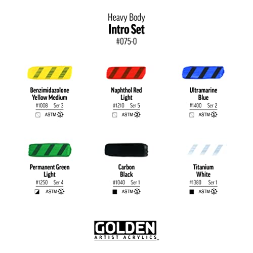 Golden Artist Colors, Heavy Body Acrylics, 6-color Intro Set Golden Artist Colors