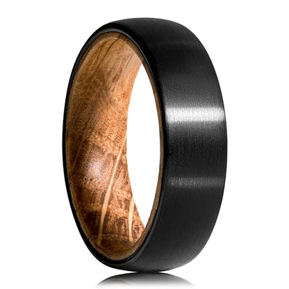 Morf Jewelry Whiskey Barrel Tungsten Wedding Band, Tungsten Wedding Wood Ring, Minimalist Couple Engagement Customized Ring, Promise Ring for Men - WoodArtSupply