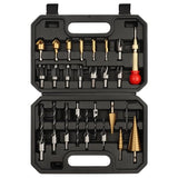 Rocaris 26 Pack Woodworking Chamfer Drilling Tools, Including Countersink Drill Bits, Wood Plug Cutter, Step Drill Bit, Center Punch, L-Wrench Rocaris