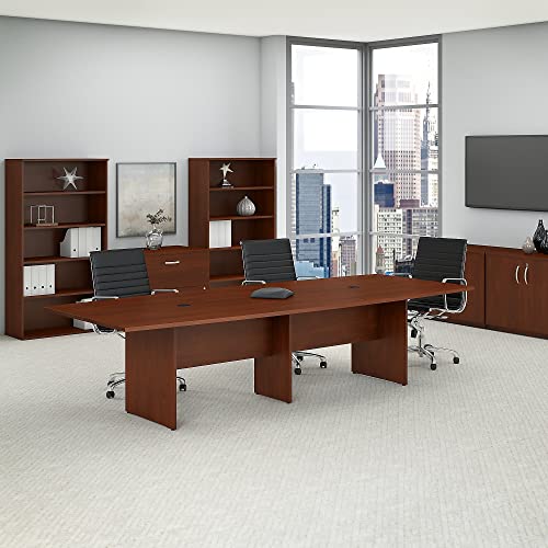 Bush Business Furniture Conference Table for 8-10 People | Boat Shaped 10 FT Engineered Wood Meeting Desk with Wooden Base for Office Boardrooms, Bush Business Furniture
