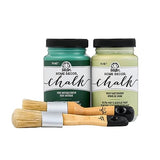 FolkArt Home Décor Chalk 8 fl oz Greens Kit, Including 2 Ultra Matte 2 Piece, 96416 Paint and Brush Set FolkArt