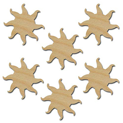 Sun Shape Unfinished Wood Cut Outs 3" Inch 6 Pieces SUN03-06