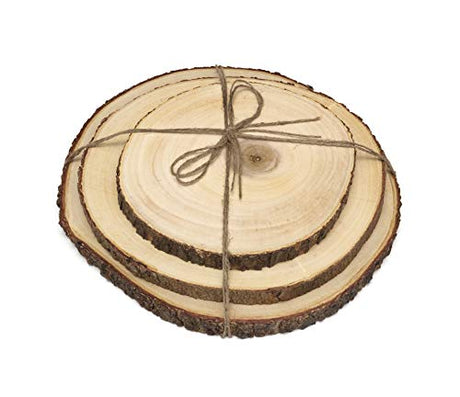 Lipper International Acacia Wood Slab Serving Board With Bark for Cheese, Crackers, and Hors D'oeuvres, Set of 3, Assorted Sizes Lipper International