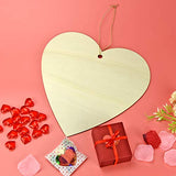obmwang 4 Pieces Natural Wooden Hearts 11.5 x 11Inch, Large Wood Heart Slices Unfinished Predrilled Wood Hearts Ornaments for Valentine's Day Wedding obmwang