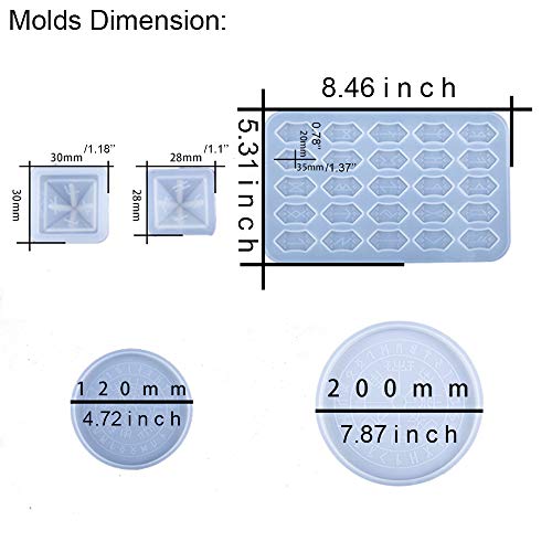 ResinWorld Rune Set Mold for Resin + 2Pcs Inner Pyramid Silicone Molds with 1Pcs Plastic Frame - WoodArtSupply