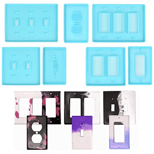 BUYGOO 7Pcs Light Switch Cover Resin Molds, Switch Socket Panel Plaster Mold for Epoxy Resin, Switch Socket Panel Epoxy Molds, Switch Plate Silicone BUYGOO