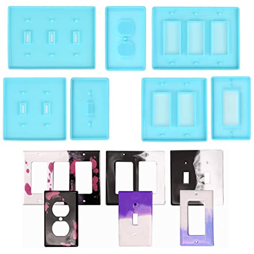 BUYGOO 7Pcs Light Switch Cover Resin Molds, Switch Socket Panel Plaster Mold for Epoxy Resin, Switch Socket Panel Epoxy Molds, Switch Plate Silicone - WoodArtSupply