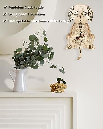 Beagle Clock: 3D Wooden Puzzle for Adults Christmas-Themed Wooden Clock Kits to Build with Wall Clock Pendulum - WoodArtSupply