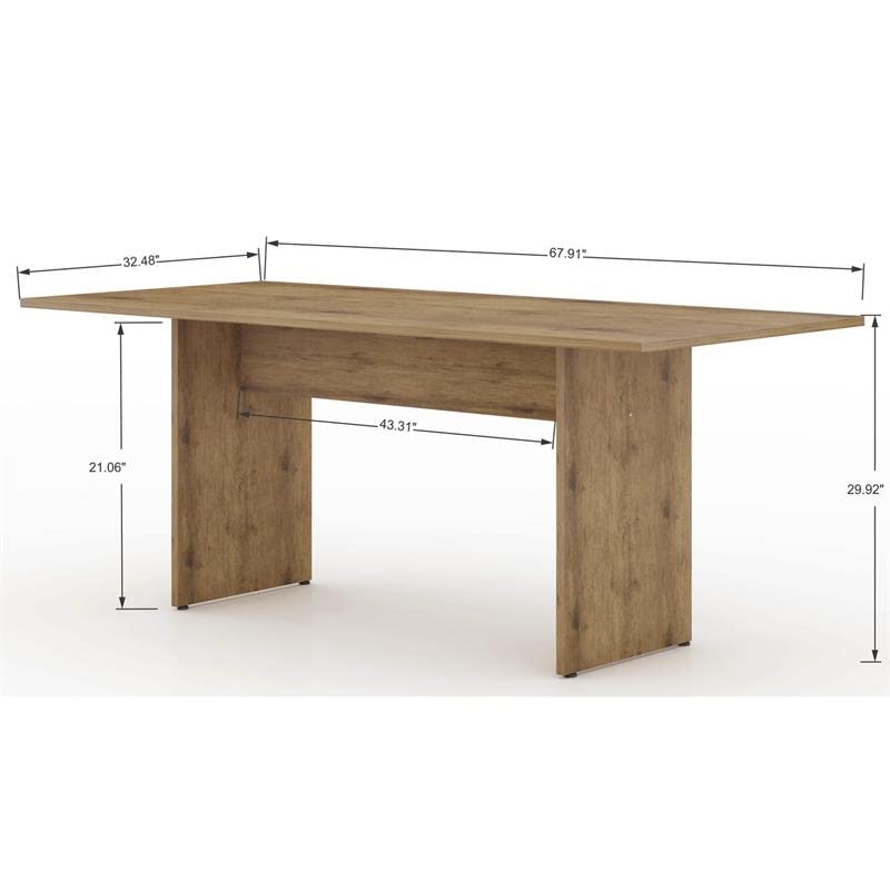 Manhattan Comfort Nomad Mid Century Modern Rustic Dining Table, 67.91", Nature - WoodArtSupply