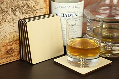 Unfinished Square Blank Wood Pieces 8 Inches, Coasters, Trivet, Pyrography, Painting, Writing, Kids Arts and Crafts, STEAM, Decorations, DIY Crafts… Torched