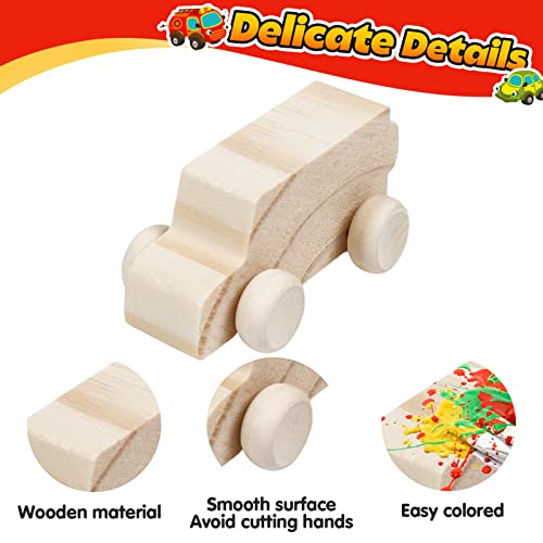 SHAPGEI 12 Pieces Wood DIY Car Toys Unfinished Wooden Cars Paintable Wood Car Blocks Crafts for Students Home Activities Easy Woodworking and Family - WoodArtSupply