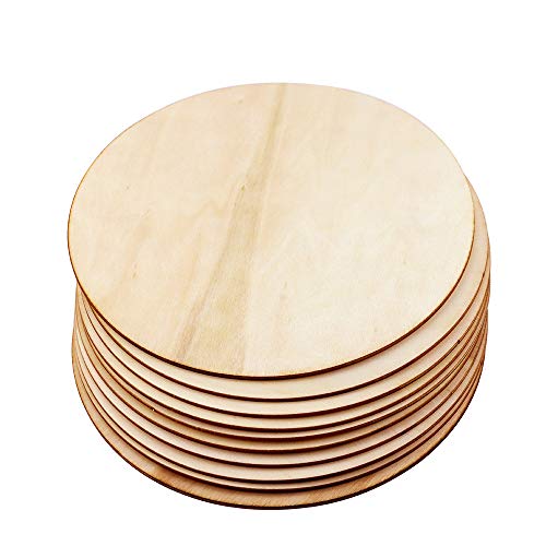 Newbested 10 Pack 8 Inch Unfinished Natural Wood Round Circle for DIY Crafts,Pyrography,Painting,Engraving,Home Decoration Newbested