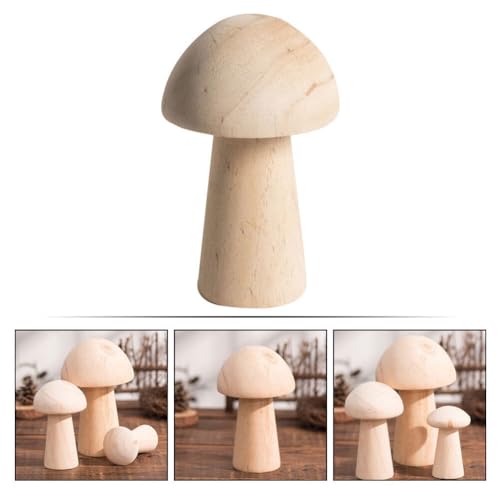Zerodeko Wooden Mushroom Blank, Mini Wooden Mushrooms to Paint, Unfinished Wood Figurines for Craft Ornament Zerodeko