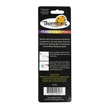 Thornton's Art Supply Premium Colorless Blender Pencil Wax Based for Drawing Sketching Blending Shading | Kids and Adult Artwork | Pack of 6 - WoodArtSupply