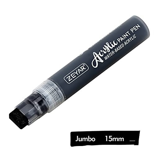 ZEYAR Jumbo Paint Marker Pens, Water Based Acrylic, 15mm Felt Tip, Waterproof and Permanent Ink, Great on Plastic, Posters, Stone, Metal, Glass and ZEYAR