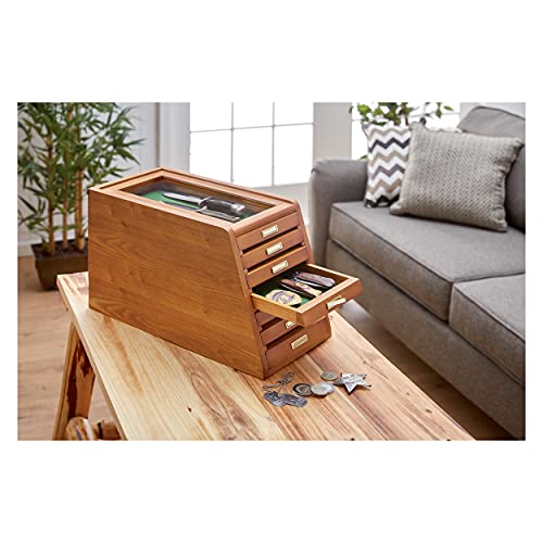 CASTLECREEK Collector's Cabinet Display Case for Collectibles, Wood 7-Drawer Storage Organizer CASTLECREEK