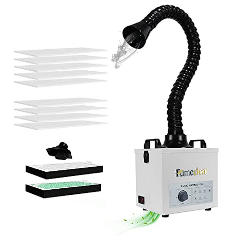FumeClear Solder Fume Extractor - Powerful 100W Suction, Low-Noise, 3-Stage Filtration System with 12 Filters for Laser Welding Smoke Absorption and FUMECLEAR