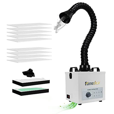 FumeClear Solder Fume Extractor - Powerful 100W Suction, Low-Noise, 3-Stage Filtration System with 12 Filters for Laser Welding Smoke Absorption and