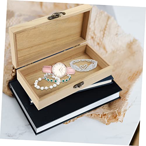 COHEALI 2pcs Box Blank Storage Box Makeup Case Organizer Earring Organizer Box Jewelry Organizer Clear Wooden Jewelry Case Unfinished Wood Box Wooden COHEALI
