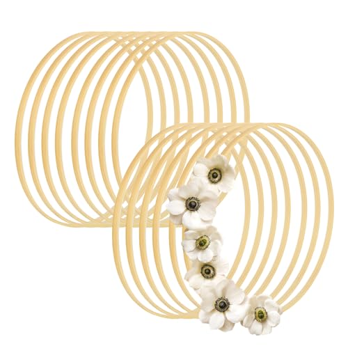 15PCS 12 Inch Wooden Floral Hoops for Crafts - Bamboo Craft Hoops Wood - Wooden Circle Hoops for Crafts DIY Dreamcatchers SHUESS