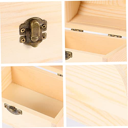 VILLCASE 3Pcs arched wooden box small wood crate jewelry organizer sundries organizer unfinished wooden case treasure case wood decor mini decor VILLCASE