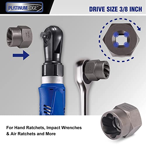 PLATINUMEDGE Bolt Extractor Tool Set, 13 Pieces Impact Bolt & Nut Remover Set, Stripped Lug Nut Remover, Extraction Socket Set for Easy Out Rusted PLATINUMEDGE