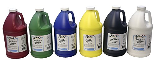 Sax True Flow Heavy Bodied Acrylic Paint - 1/2 Gallon - Set of 6 - Assorted Colors Sax