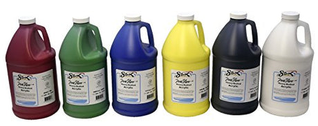 Sax True Flow Heavy Bodied Acrylic Paint - 1/2 Gallon - Set of 6 - Assorted Colors Sax