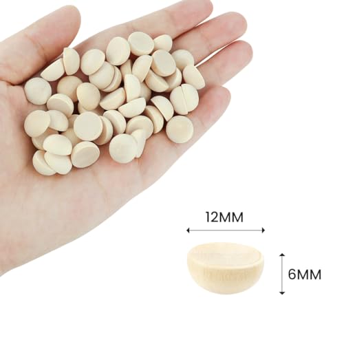 200 Pcs Half Wood Balls, Unfinished Round Split Wood Balls for Paint DIY Craft Kids Arts Toy Home Party Decoration (12mm) Tenalleys