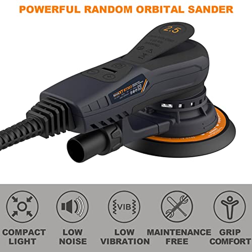 MAXXT Electric 5mm Random Orbital Sander Brushless 350W 3A Multi-function Variable Speed Electric Corded Orbital Sanders Machine with 10 Sanding MAXXT