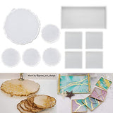RESINWORLD Resin Tray Mold, 1Pc Thick Rectangle Tray Mold with 4 Pack Square Coaster Molds + 1 Pcs Large Resin Tray Mold + 4 Pack Geode Agate Coaster ResinWorld