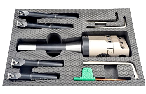 HHIP 1001-0201 Indexable Tool Set, 2 Boring Head, R8 Shank, 4 Boring Bars HHIP