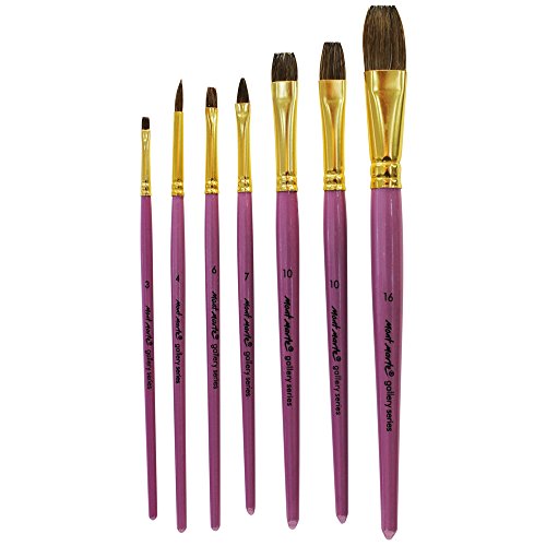 Mont Marte Gallery Series Watercolour Brush Set, 7 Piece. Features a Range of Watercolour Paint Brushes Made from Pony Hair. MONT MARTE