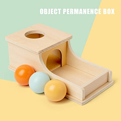 Busy edition Montessori Toys Object Permanence Box Soft Sound Wooden Color Baby Ball Drop Play for 6 Month 1 2 3 Year Old Toddlers Infant Early Age