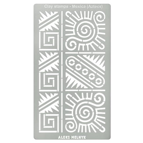 Aleks Melnyk No.433 Metal Stencil, Aztec Stencil Patterns and Symbols, Small Stencil, 1 PC, Template for Wood Burning, Engraving, Crafting, Aleks Melnyk