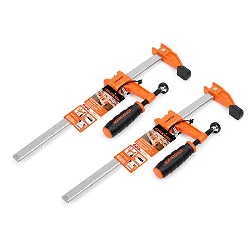JORGENSEN 2-pack Steel Bar Clamps Set, 12-inch Medium Duty, 600 Lbs Load Limit, for Woodworking Jorgensen