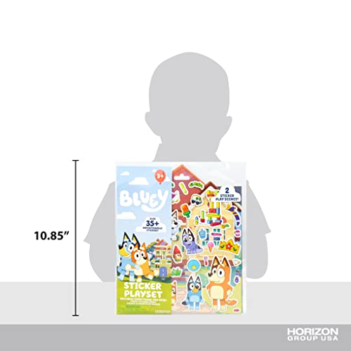 Horizon Group USA Bluey Sticker Playset, 2 Sticker Play Scenes, 35+ Reusable Puffy Bluey Repositionable Stickers for Kids, Perfect for Travel, Horizon Group USA