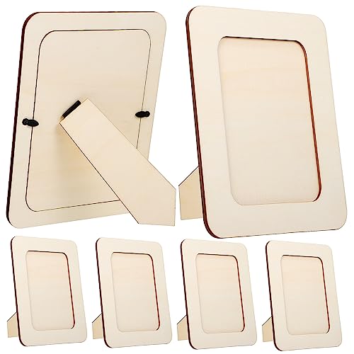 MAGICLULU 6Pcs 6 DIY art frame wooden clay decorate bulk stand wood DIY photo frame wooden picture frame postcard picture frame crafts unfinished MAGICLULU