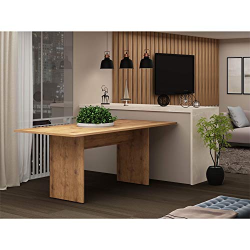 Manhattan Comfort Nomad Mid Century Modern Rustic Dining Table, 67.91", Nature - WoodArtSupply